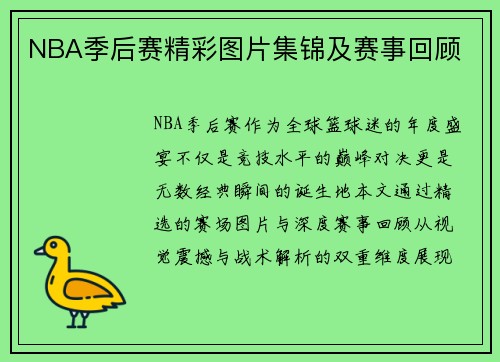NBA季后赛精彩图片集锦及赛事回顾